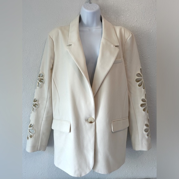 BB Dakota by Steve Madden Floral Cut Out Ivory Blazer - Picture 2 of 16